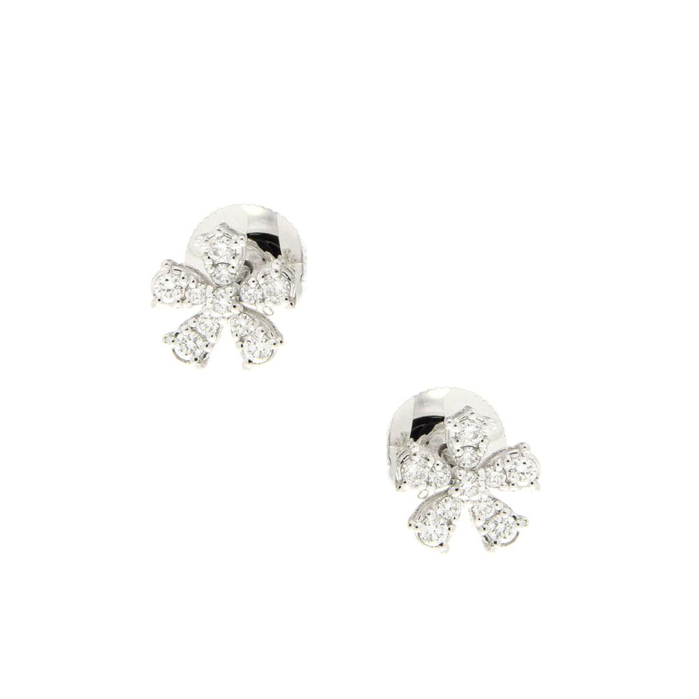 Dainty Daisy Ear Studs In 18K White Gold And Diamond 
