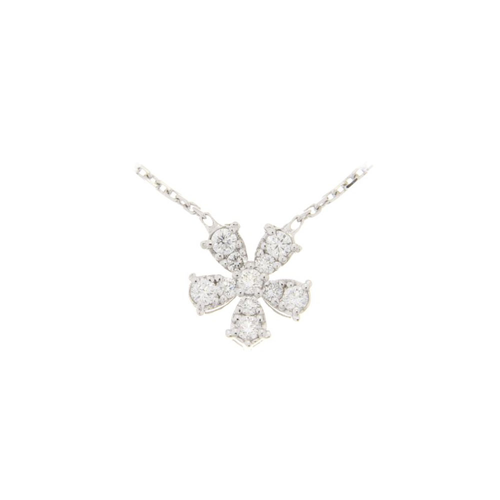 Dainty Daisy Diamond & White Gold Necklace In Pave Setting
