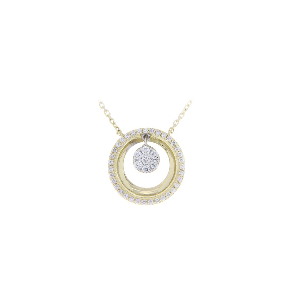 Claire Round Pendant Necklace In Yellow Gold & Diamond 