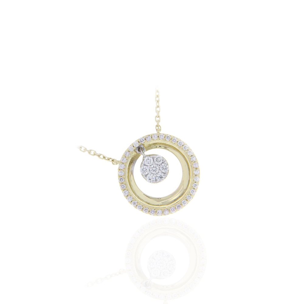 Claire Round Pendant Necklace In Yellow Gold & Diamond 