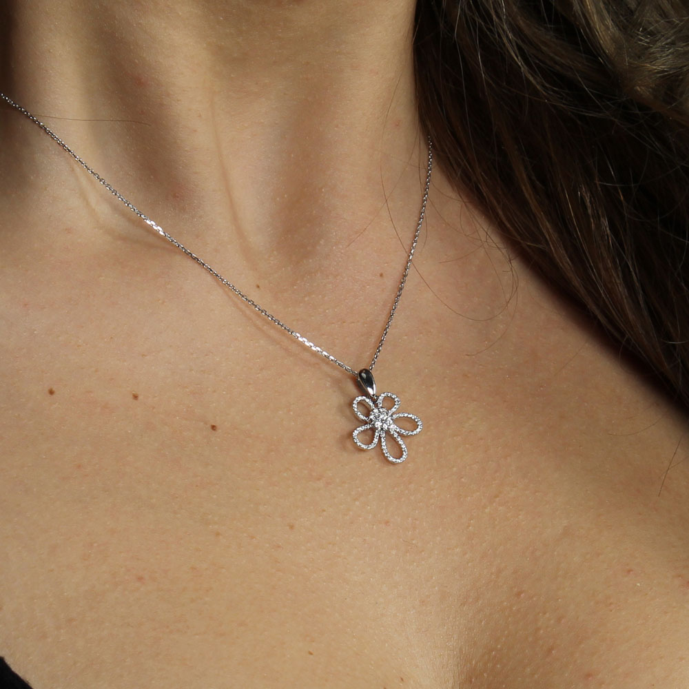 Cosmos, Diamond And White Gold Necklace 18K