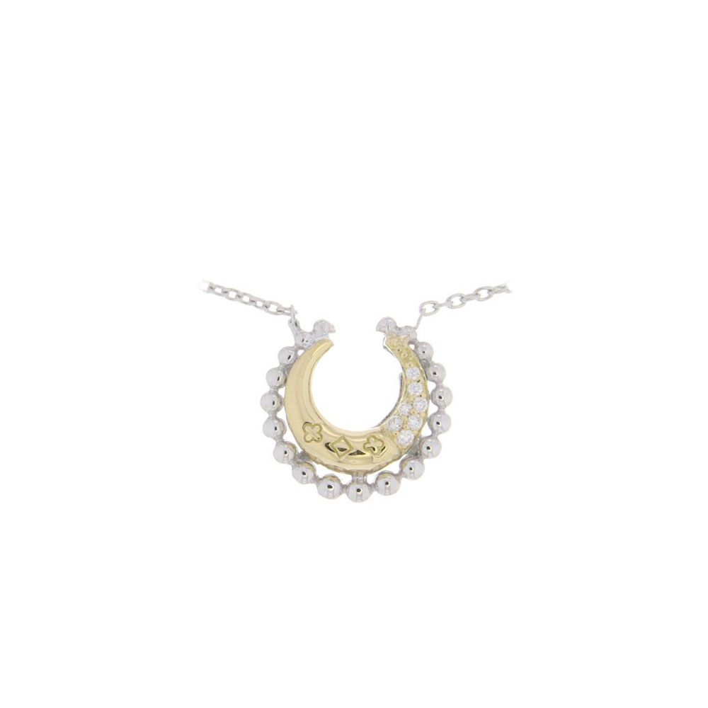 Enchanting Moon Necklace In 18K Yellow Gold & Diamonds