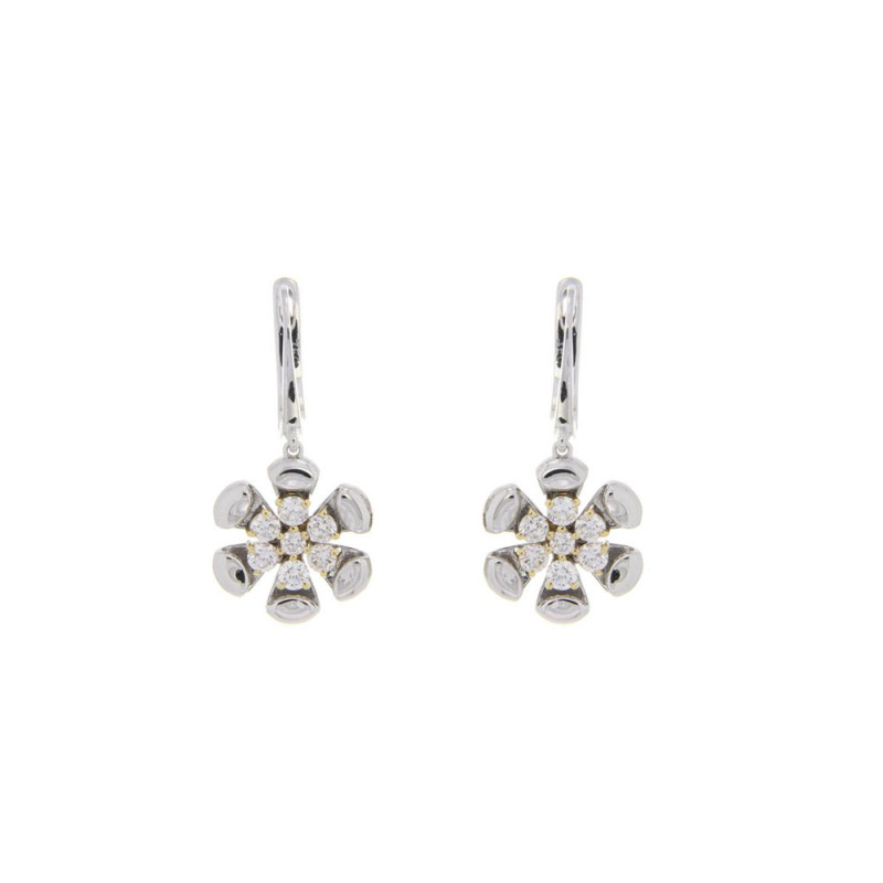 Bell Flower Diamond & 18K Gold Earrings 