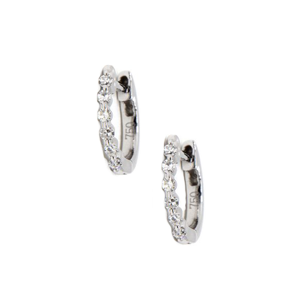Diamond Eternity Huggie Hoop Earrings In 18K White Gold