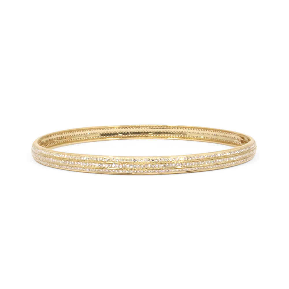 Triple Line Diamond & Gold Bangle