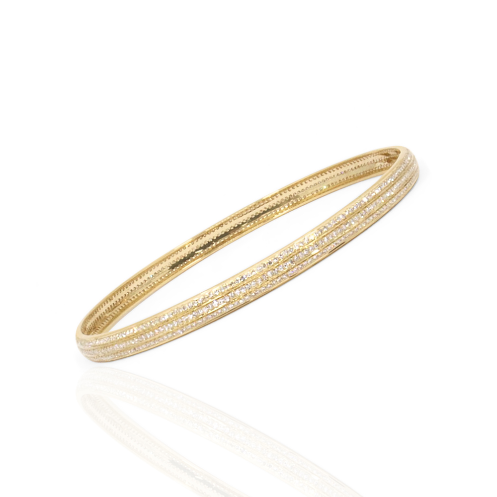 Triple Line Diamond & Gold Bangle