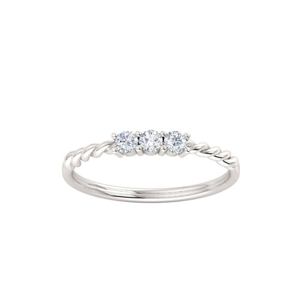 Diamond & Dot Engagement Ring In White Gold