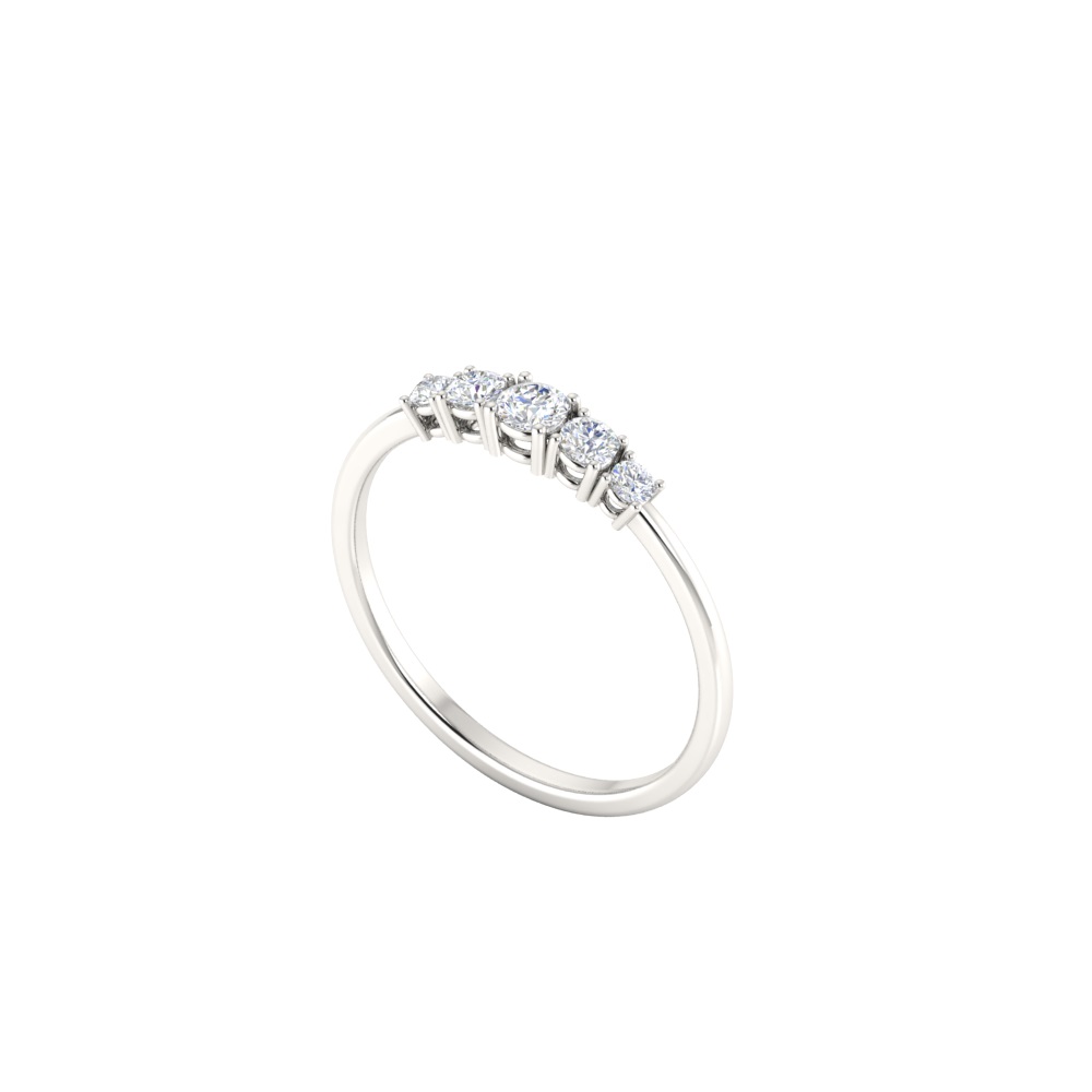 Five Stone Adorable Ring in White Gold