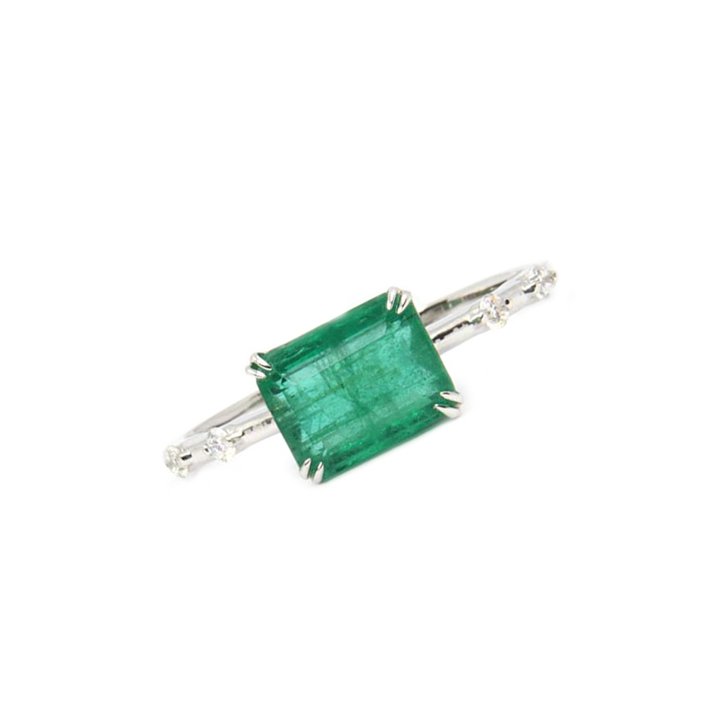 Conventional Emerald and Diamond Ring