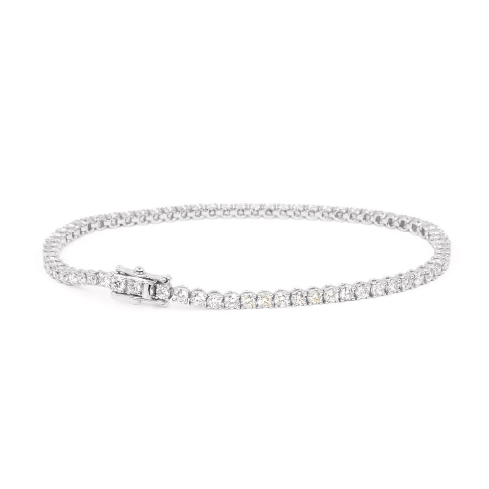 Single Line Tennis Bracelet in Diamond & White  Gold