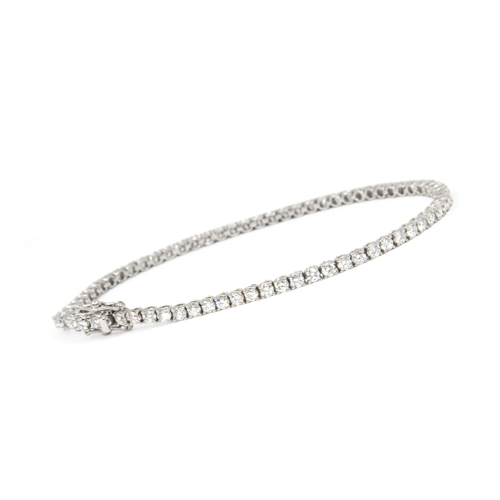 Single Line Tennis Bracelet in Diamond & White  Gold