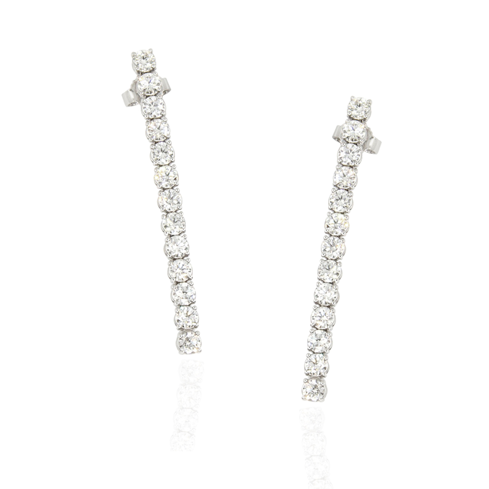Straight Line Diamond Dangle Earrings