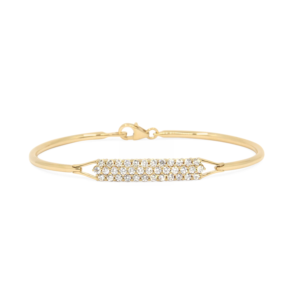 Triple Row Diamond Bangle in Yellow Gold