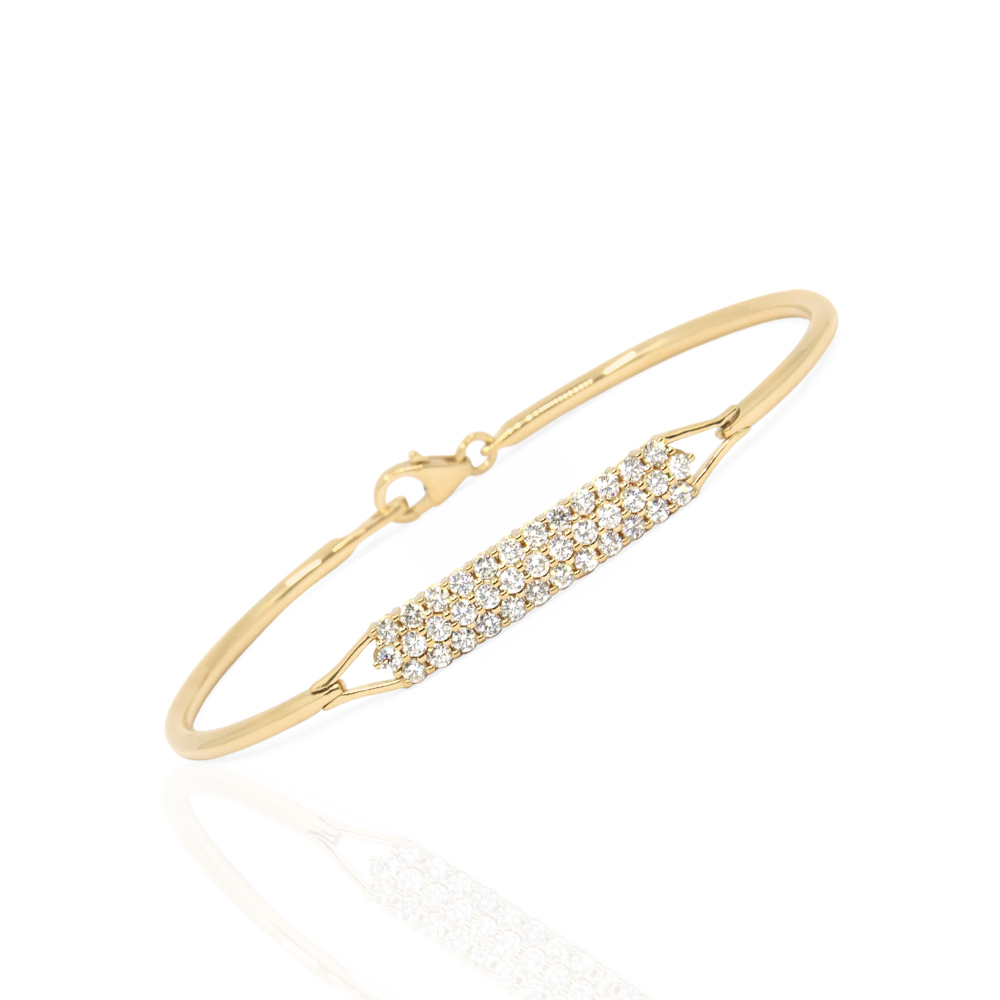 Triple Row Diamond Bangle in Yellow Gold