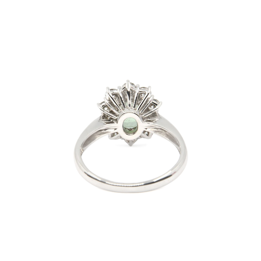 Colorful Diamond And Peridot Halo Ring