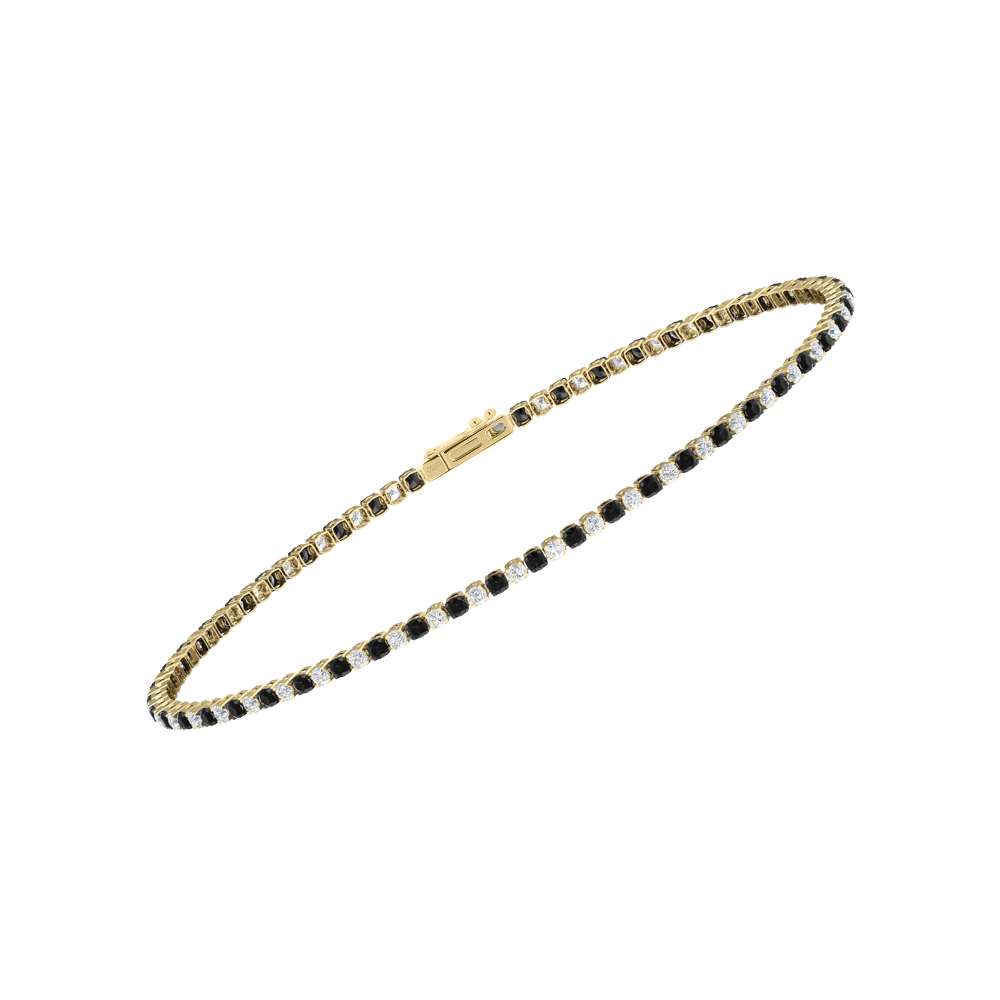 Single Line Ultra Light Tennis Bracelet in Diamond and Black Diamond  (1.50mm)