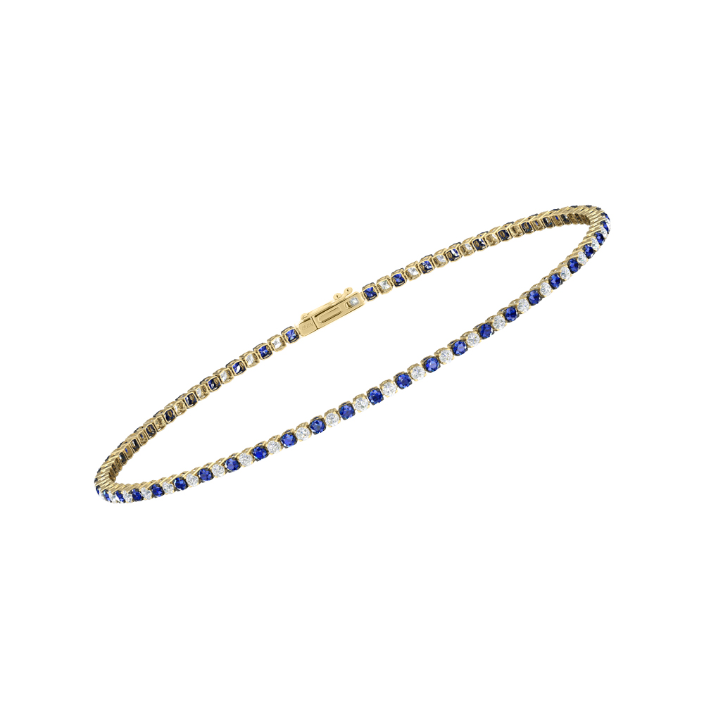 Single Line Ultra Light Tennis Bracelet in Diamond and Blue Sapphire  (1.50mm)