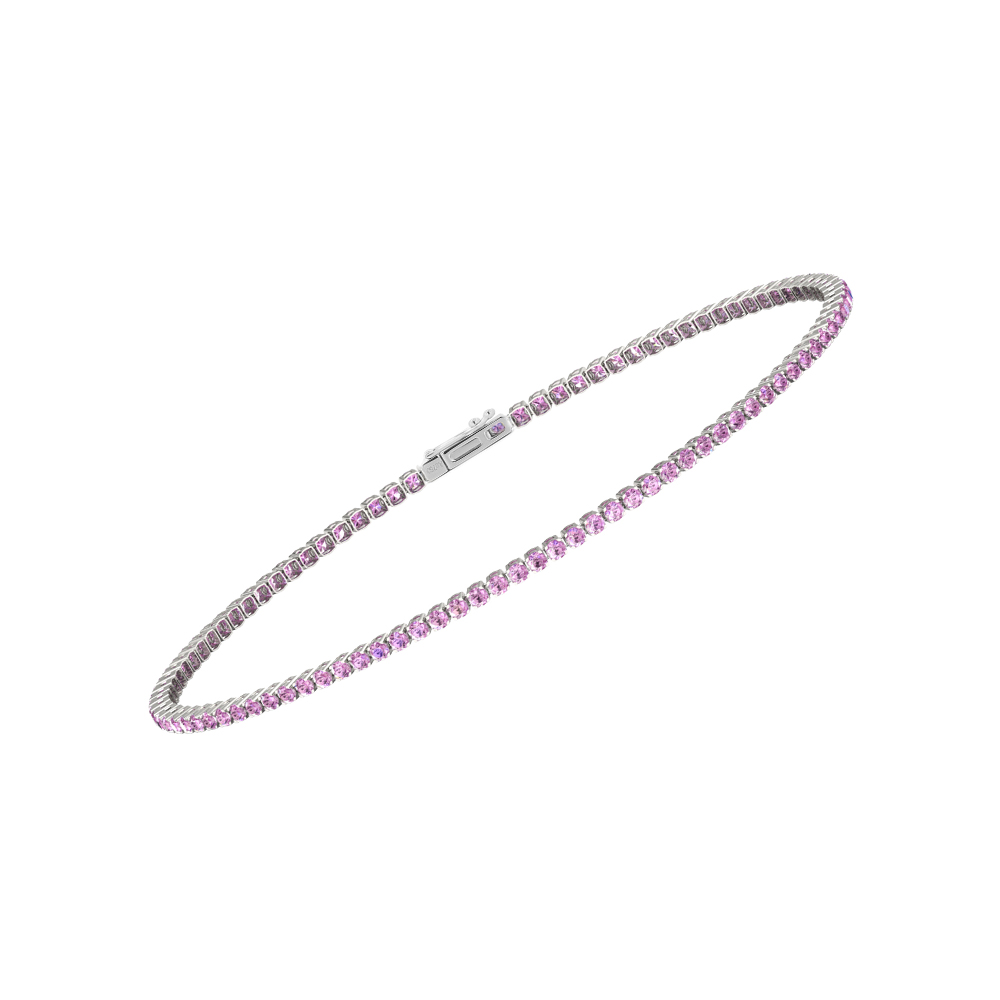 Single Line Ultra Light Tennis Bracelet in Pink Sapphire  (1.50mm)