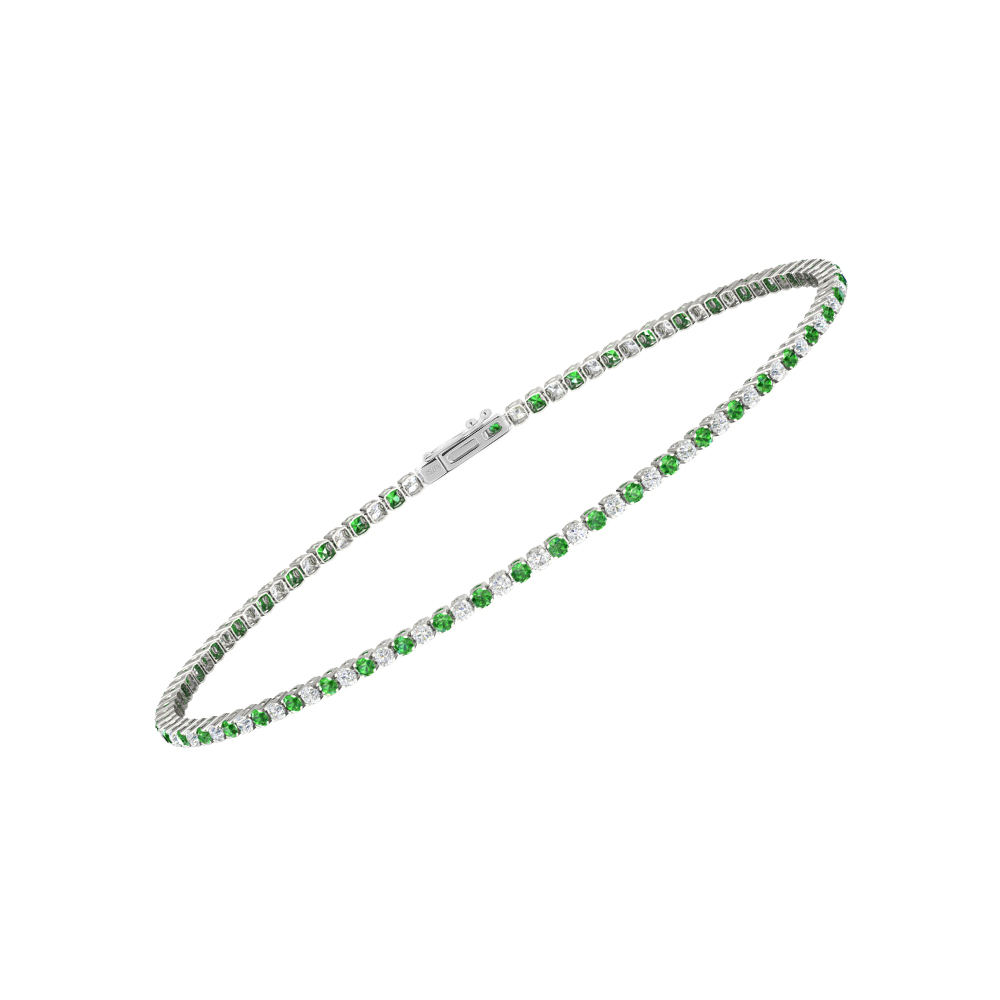 Single Line Ultra Light Tennis Bracelet in Diamond and Tsavorite  (1.50mm)