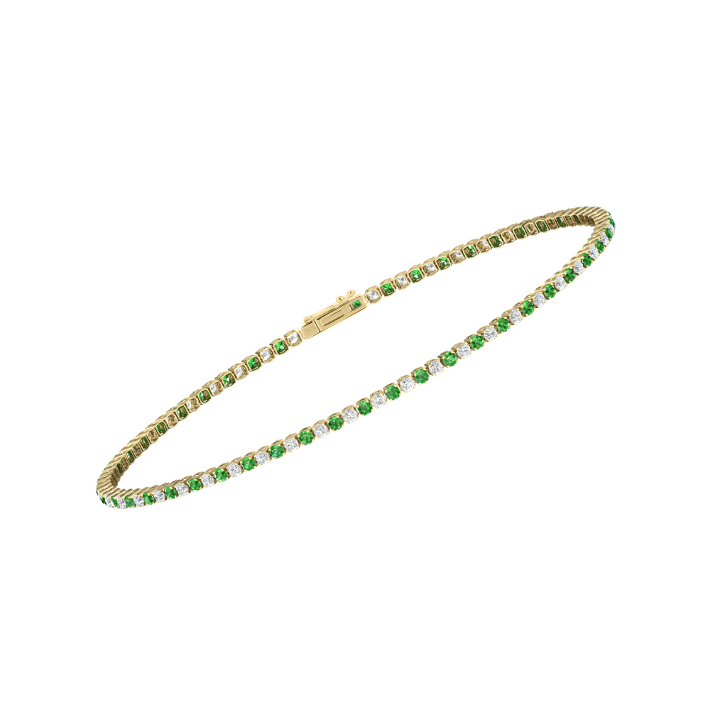 Single Line Ultra Light Tennis Bracelet in Diamond and Tsavorite  (1.50mm)