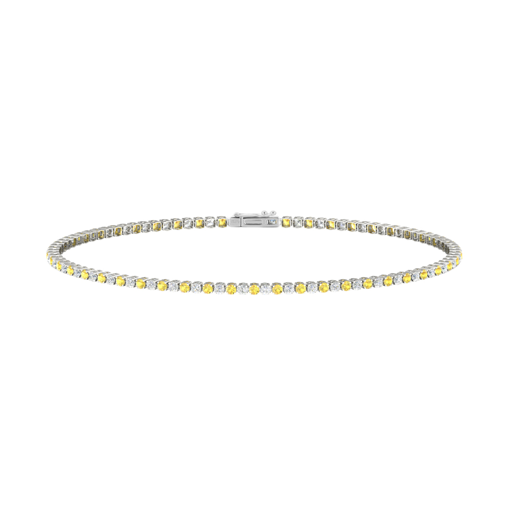 Single Line Ultra Light Tennis Bracelet in Diamond and Yellow Sapphire (1.50mm)