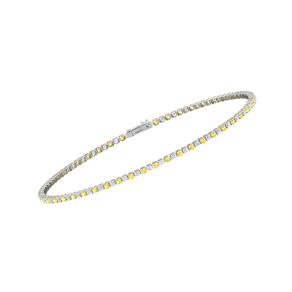 Single Line Ultra Light Tennis Bracelet in Diamond and Yellow Sapphire (1.50mm)