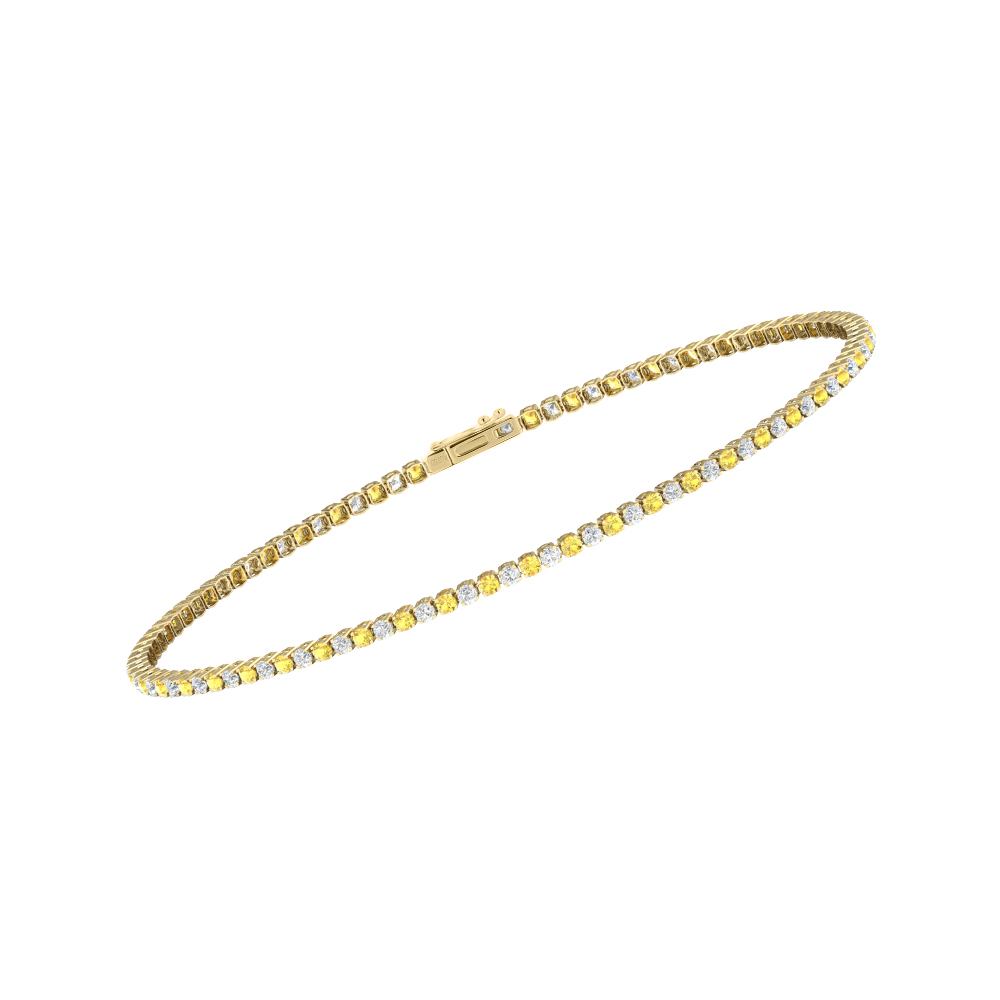 Single Line Ultra Light Tennis Bracelet in Diamond and Yellow Sapphire (1.50mm)