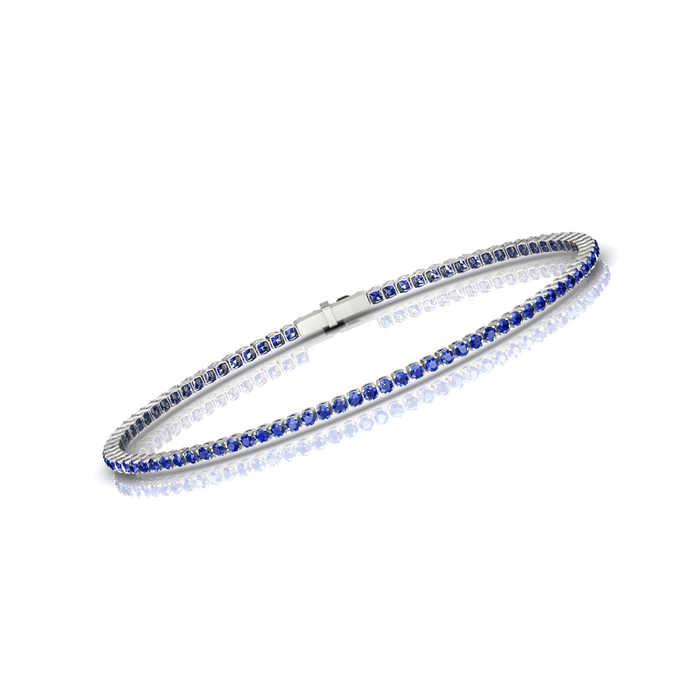 Single Line Ultra Light Tennis Bracelet in Blue Sapphire  (1.70mm)