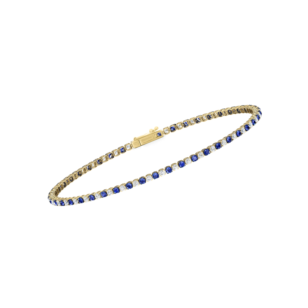 Single Line Ultra Light Tennis Bracelet in Diamond and Blue Sapphire  (1.70mm)