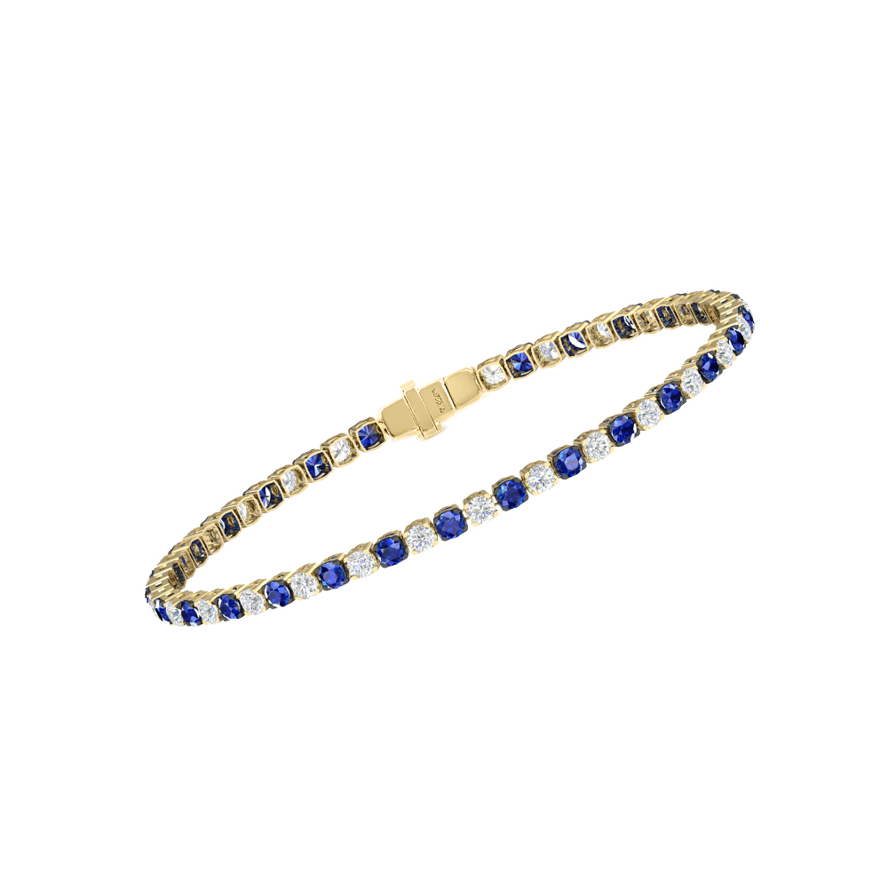 Single Line Ultra Light Tennis Bracelet in Diamond and Blue Sapphire  (2.70mm)