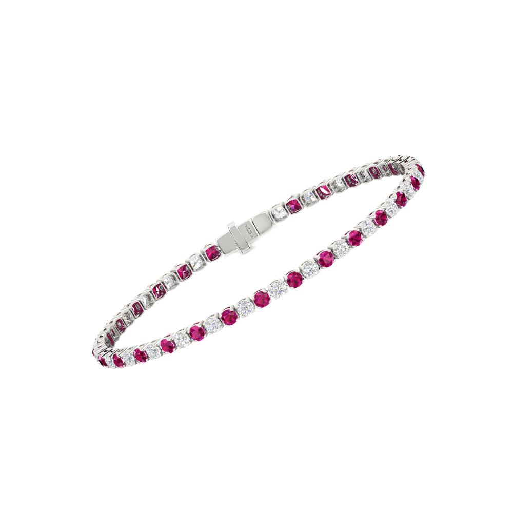 Single Line Ultra Light Tennis Bracelet in Diamond and Ruby  (2.70mm)