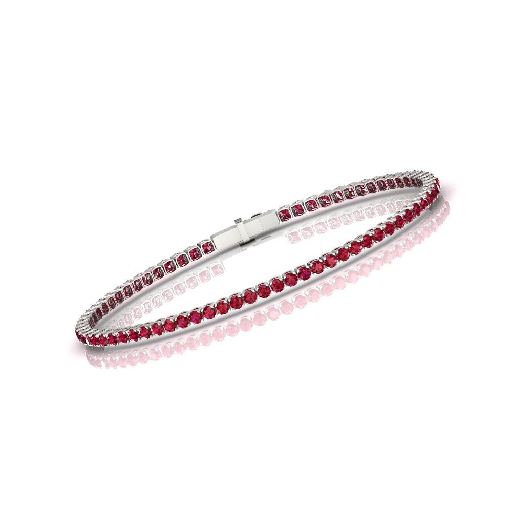 Single Line Ultra Light Tennis Bracelet in Ruby  (2.10mm)