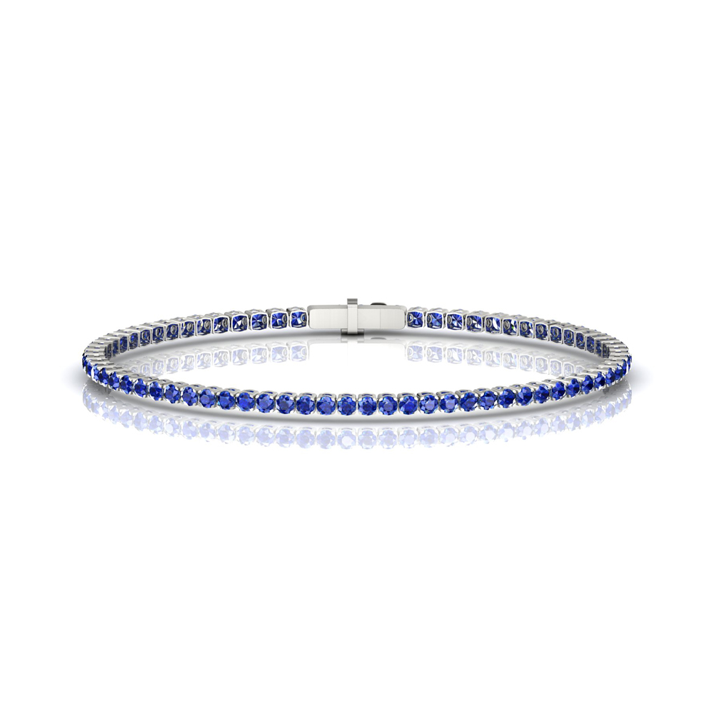 Single Line Ultra Light Tennis Bracelet in Blue Sapphire (2.10mm)