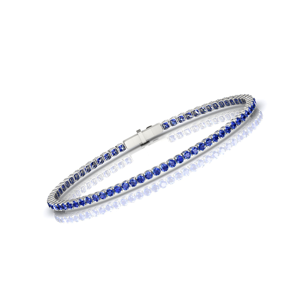 Single Line Ultra Light Tennis Bracelet in Blue Sapphire (2.10mm)