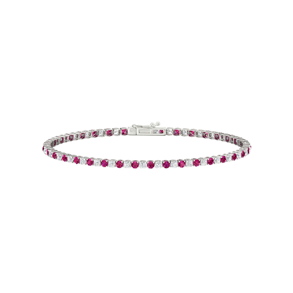 Single Line Ultra Light Tennis Bracelet in Diamond and Ruby  (2.10mm)