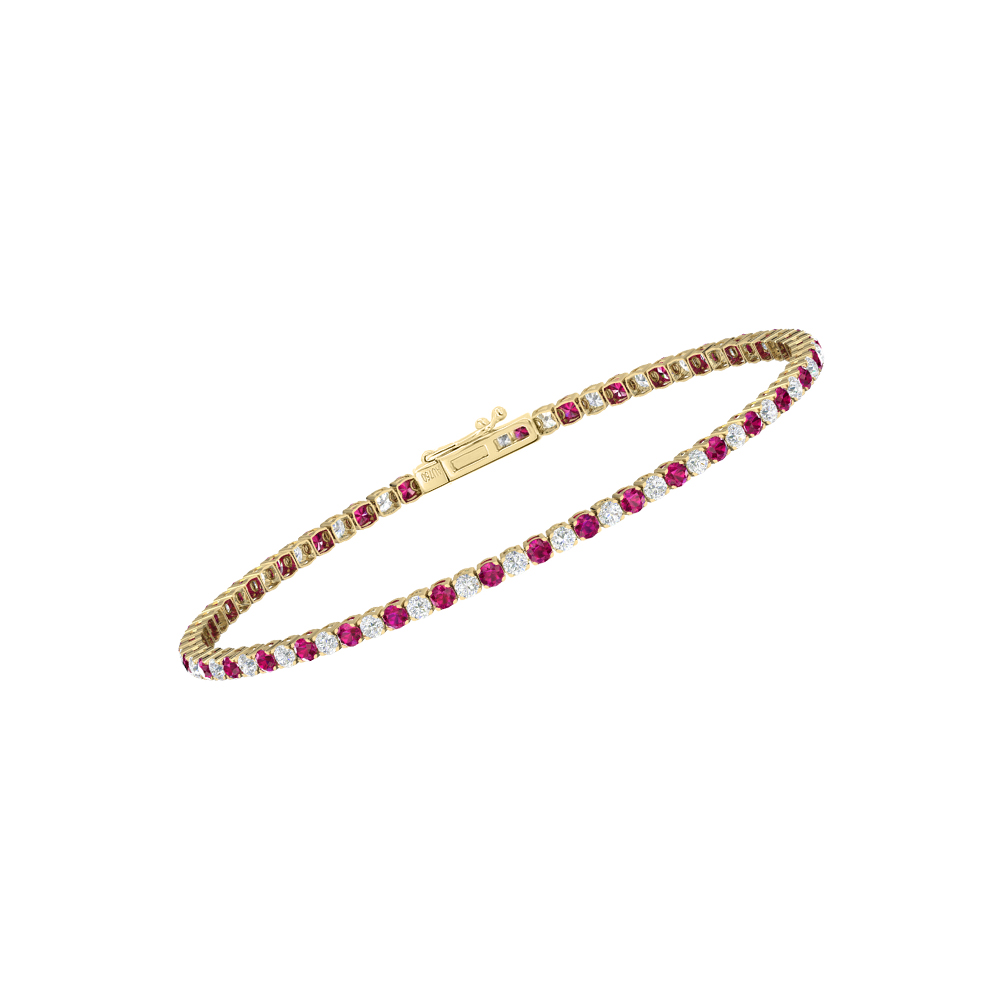 Single Line Ultra Light Tennis Bracelet in Diamond and Ruby  (2.10mm)