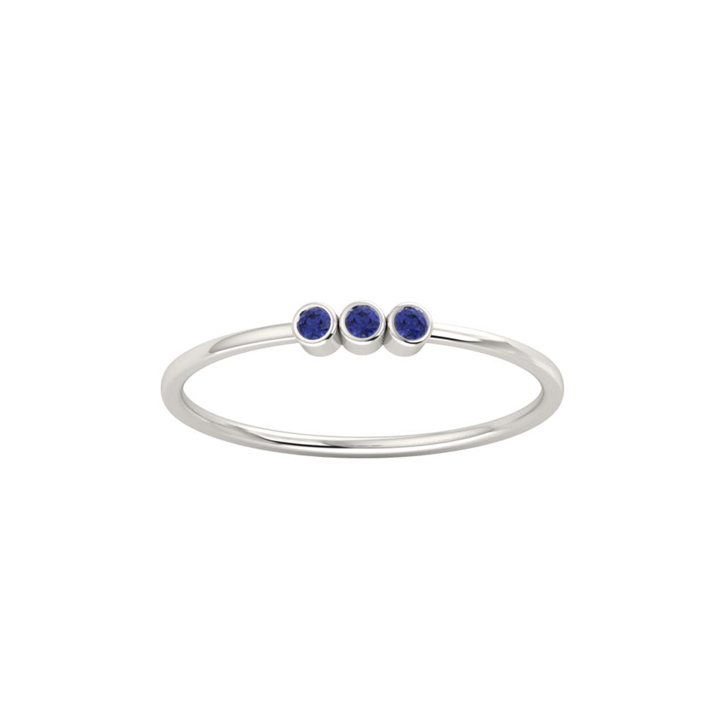 Triple Blue Sapphire Dot Ring