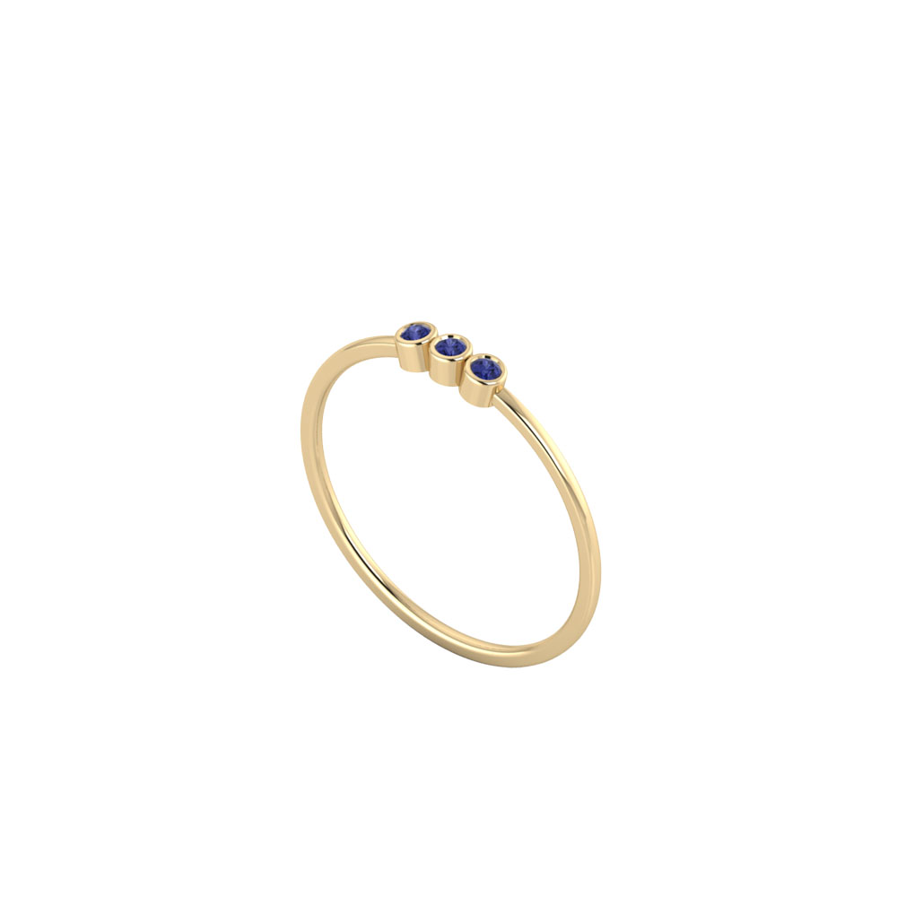 Triple Blue Sapphire Dot Ring