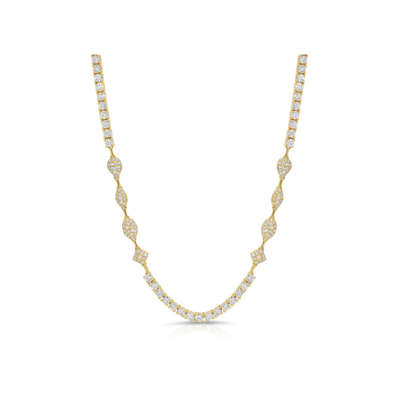 Geometric Diamond And Gold Necklace