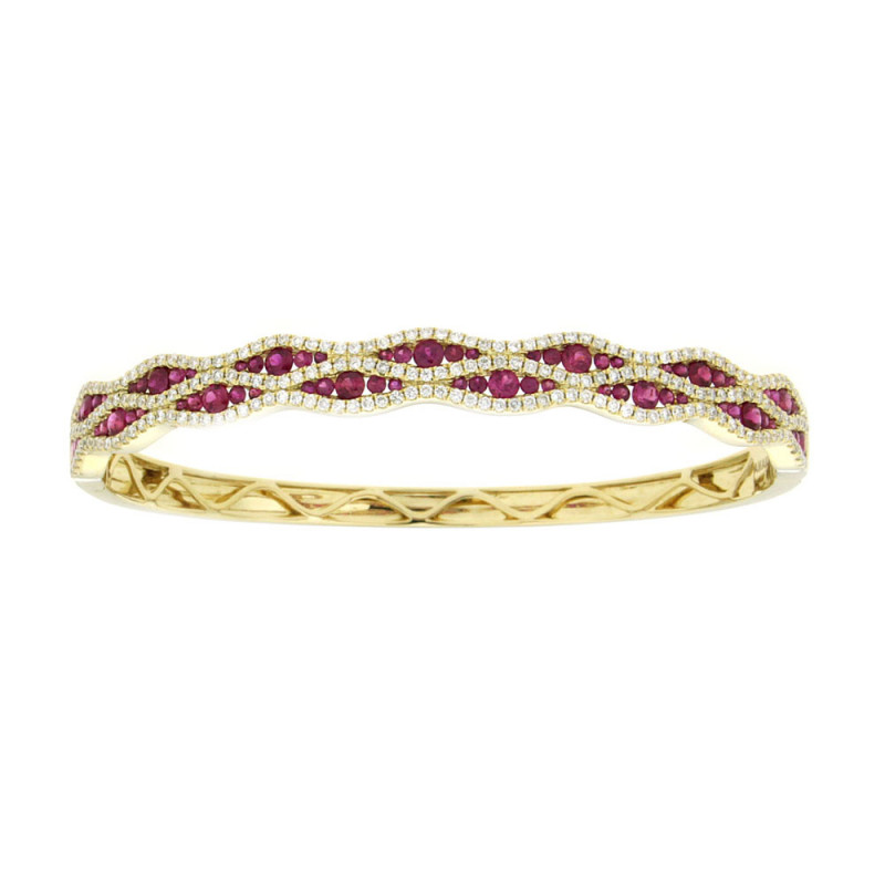 Curved Lines Ruby and Diamond Bangle