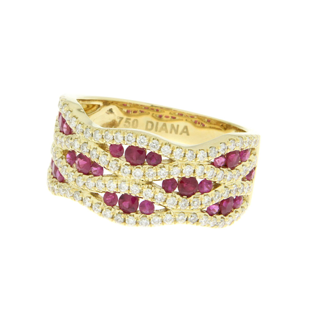 Curved Lines Ruby and Diamond Ring