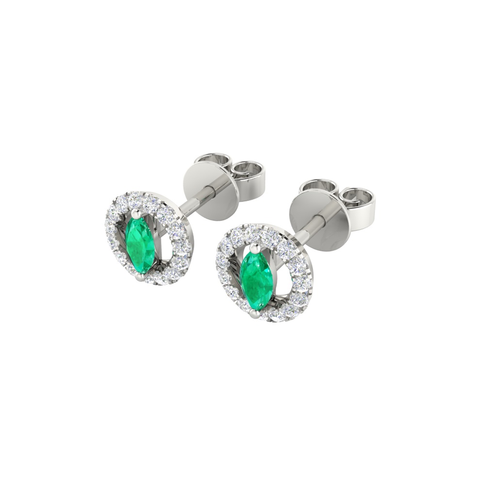 Diamond and Emerald Halo Earrings