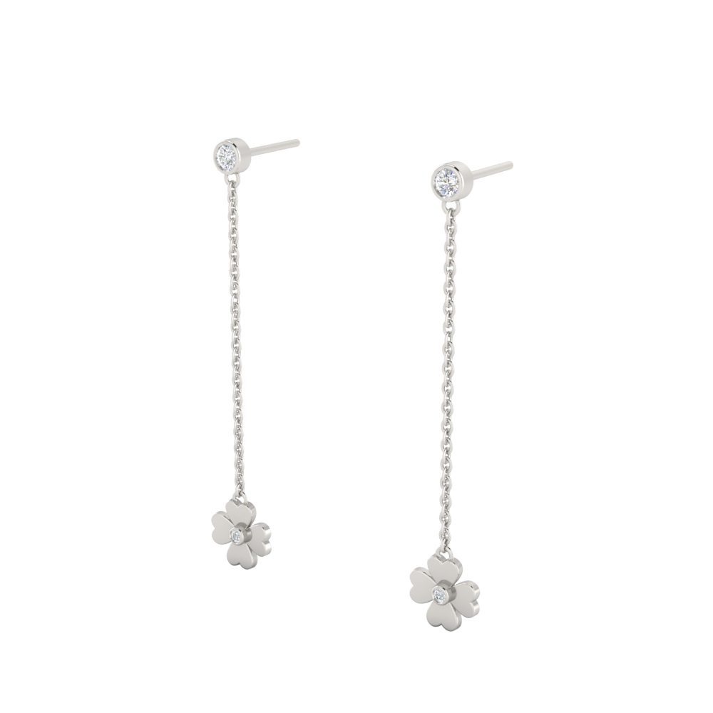 Drop Diamond Floral Earrings