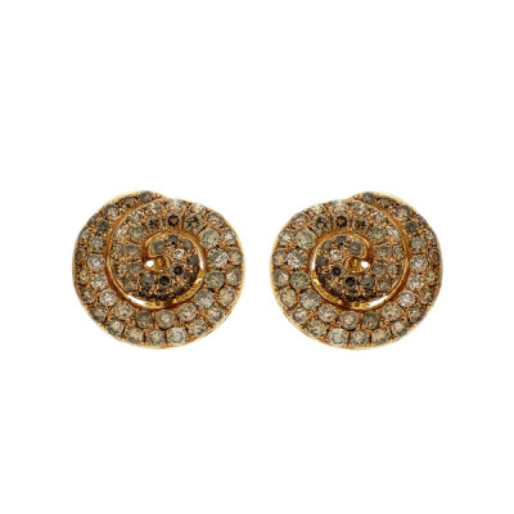 Spiral Caterpillar Brown Diamond Earrings