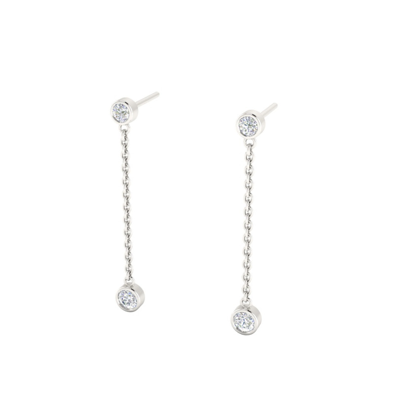 Bezel Drop Diamond Earrings