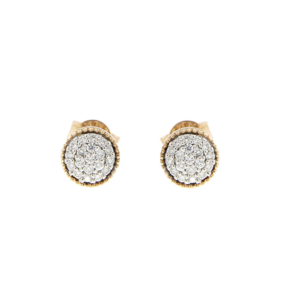 Diamond & Gold Studs In Pave And Miligrain Setting (18K)